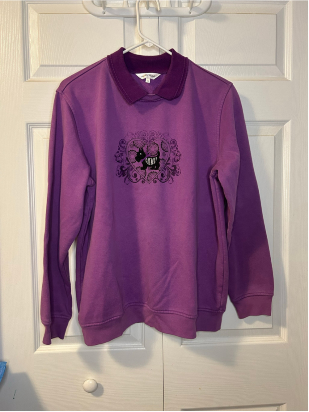 Northern Reflections Purple Scottie Dog Collared Sweatshirt Women’s Medium
